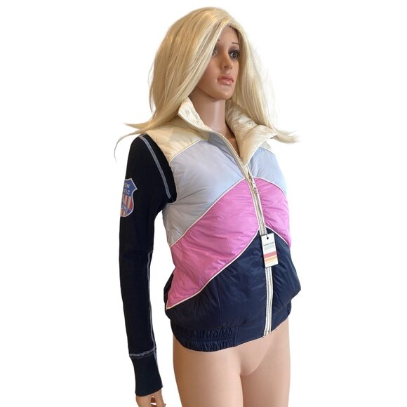 NWT Marine Layer XS Reversible Antuco Puffer Vest Ivory Pink colorblock $158 - Picture 10 of 17